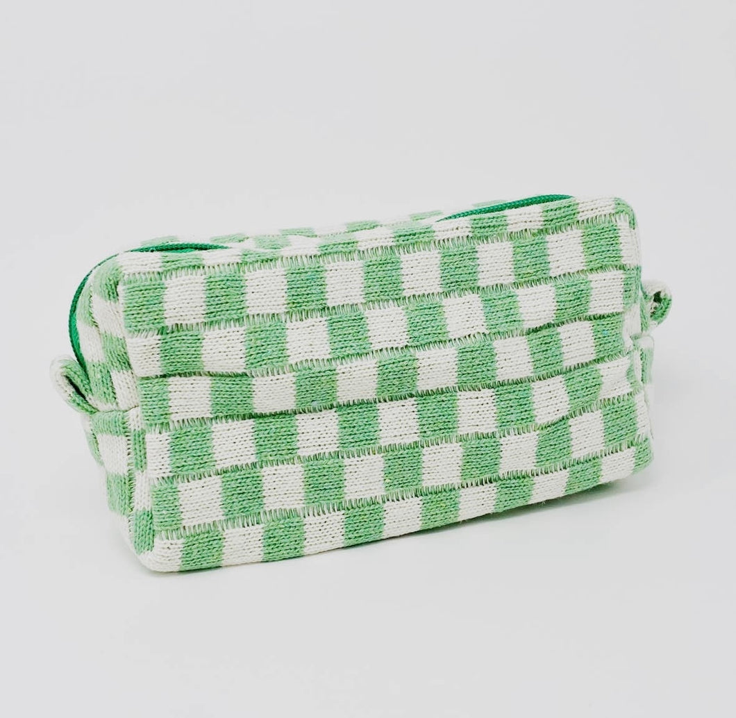 Green Checkered Makeup Bag