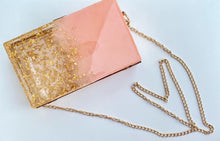 Load image into Gallery viewer, Pink And Gold Clutch With Chain
