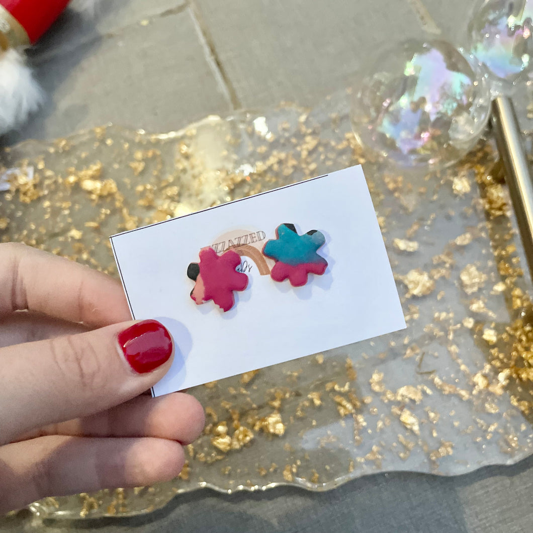 Abstract flower studs