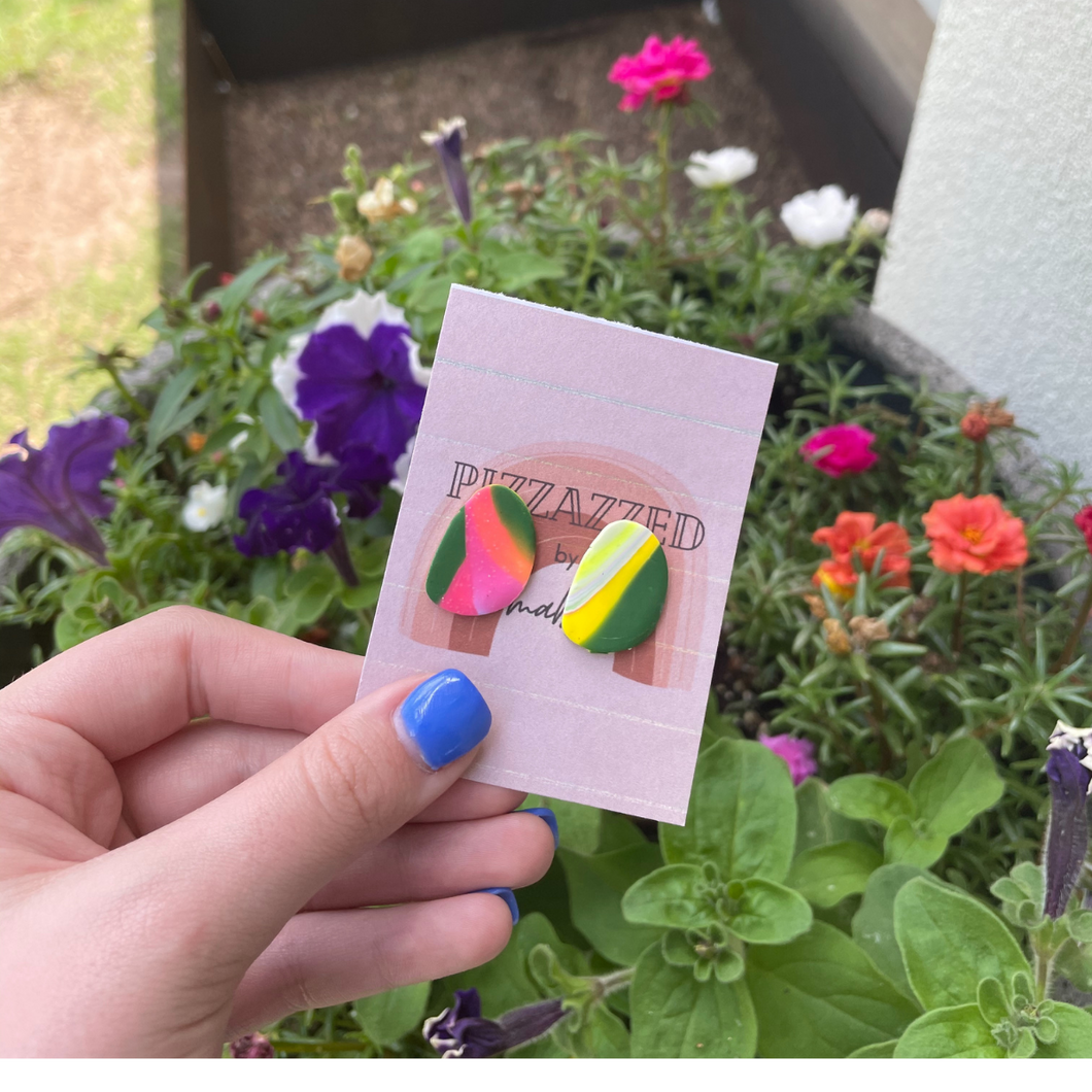 Small Statement Stud - summer marble, matte