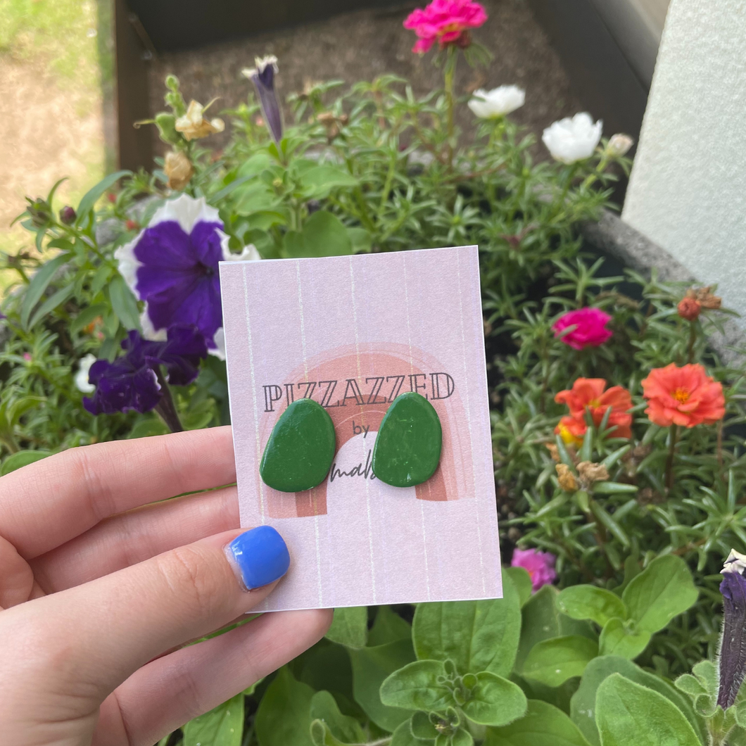 Small Statement Stud - green, glossy